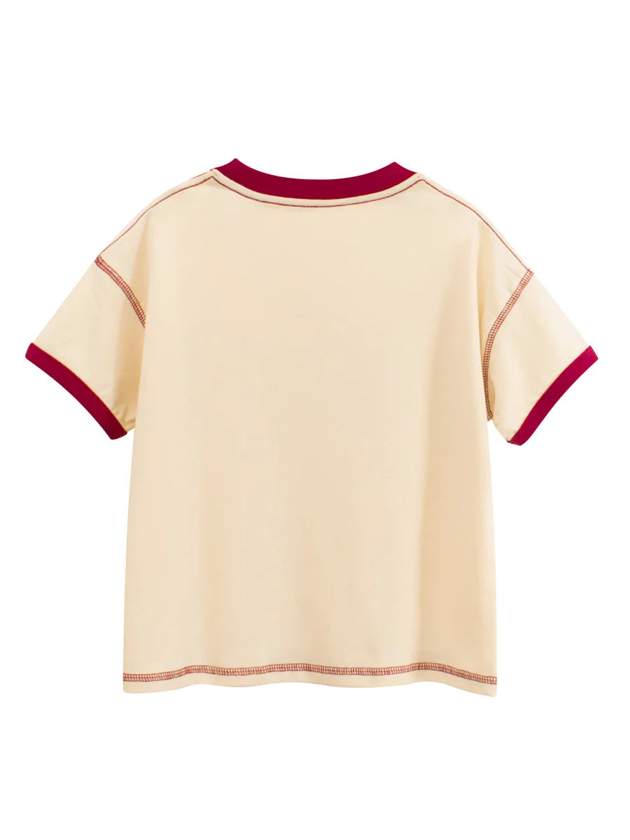 Summer New Boys' Cotton Short Sleeve, Minimalist Letter Print Boys' T-Shirt