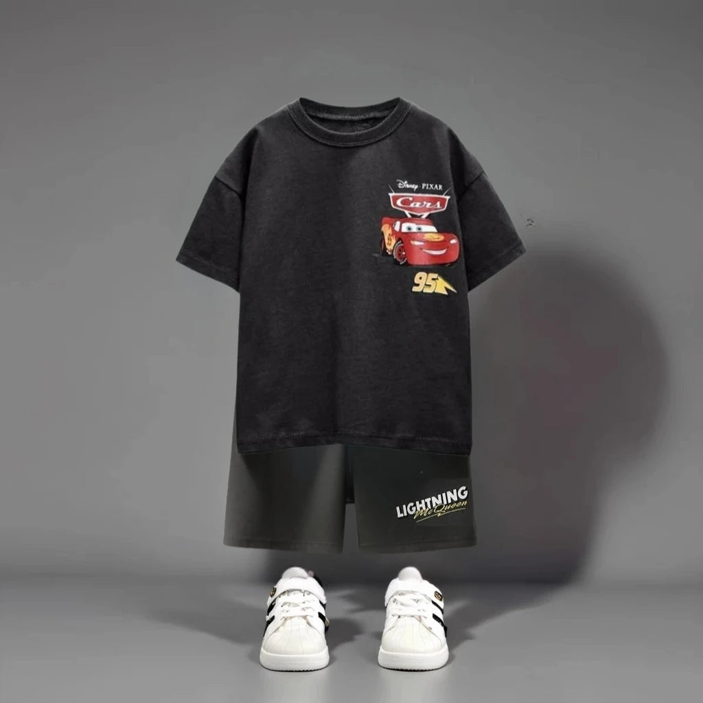 Cartoon Car Fashion Children Short Sleeve Suit Baby Boys Clothes Summer Tracksuit T-shirt + Shorts Kids 2 Piece Set Casual Suit