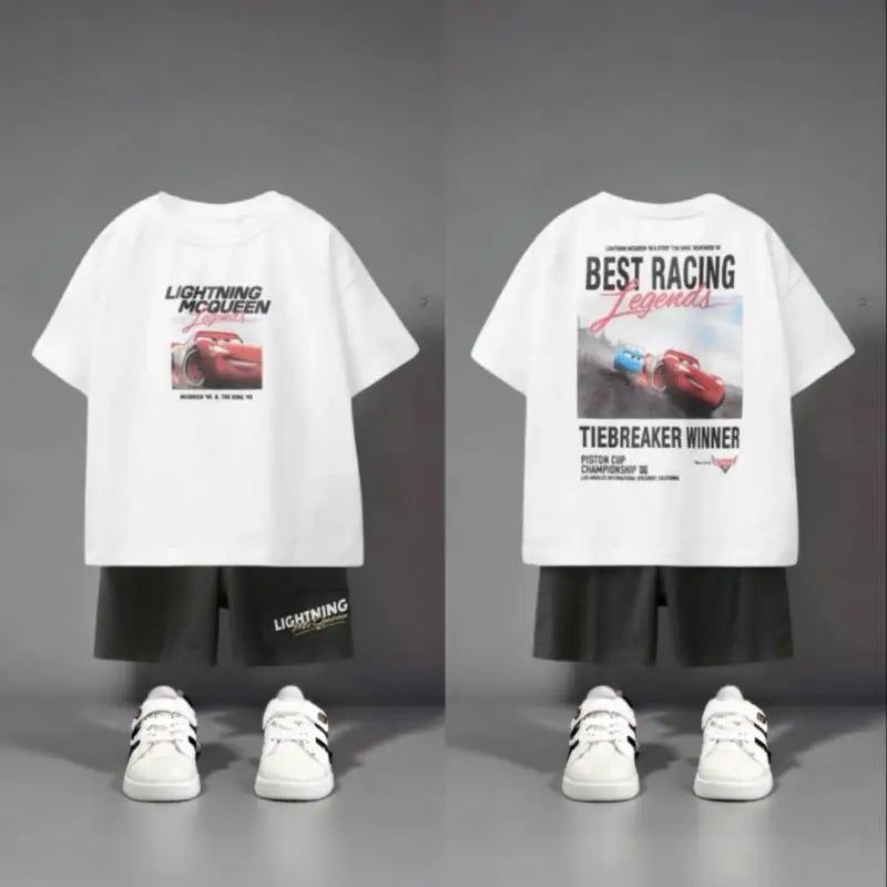 Cartoon Car Fashion Children Short Sleeve Suit Baby Boys Clothes Summer Tracksuit T-shirt + Shorts Kids 2 Piece Set Casual Suit